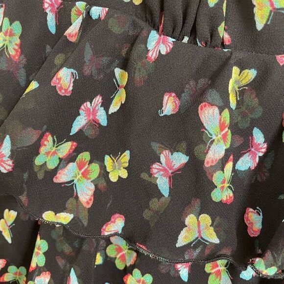 Vintage Victoria’s Secret Black Butterfly Tie Back Ruffle Tiered Top, S - Picture 4 of 8